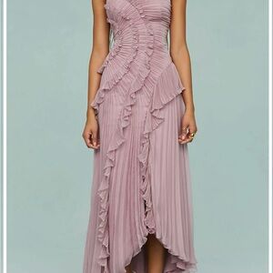 Elegant Mauve Pleated Dress